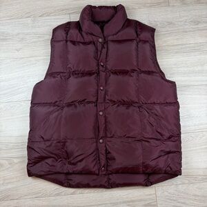 Lands' End Men’s Maroon Burgundy Down Filled Quilted Puffer Vest Outdoor Size M